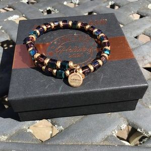 Alex and Ani vintage energy gold and multi color beaded bracelet